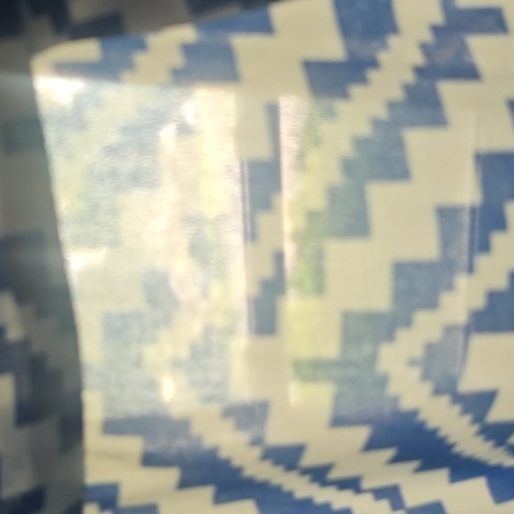 Cato Blue and White Print Tunic Blouse with Hi-Low Hem - Picture 7 of 13